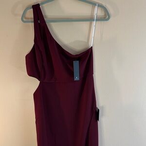 Lulu's Burgundy One Shoulder Dress